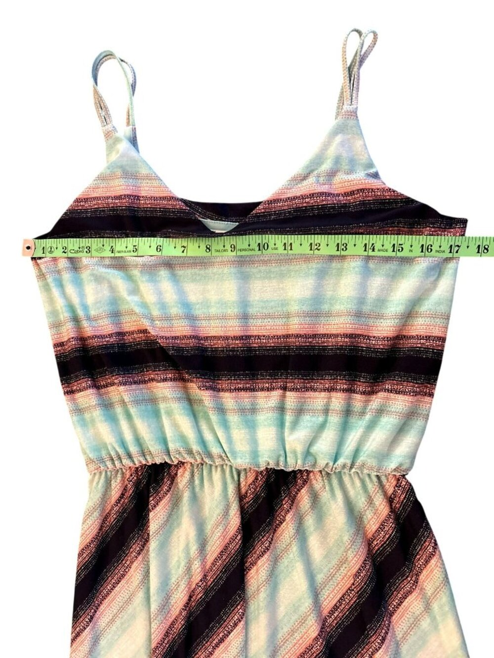 Maurices 24/7 Striped Maxi Dress Spaghetti Straps V-Neck Elastic Waist Size S - Picture 7 of 8